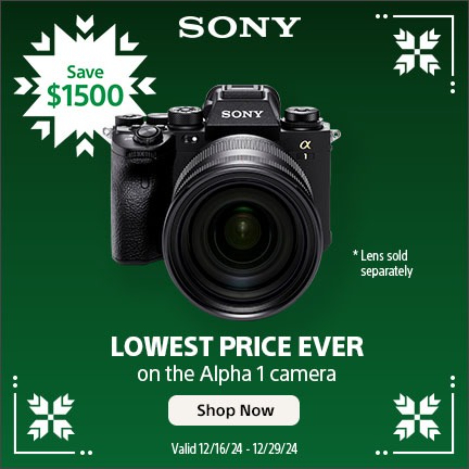 Sony Alpha 1. $1500 off til 12/29/24