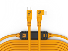 Tether Tools TetherPro USB-C to USB-C, 31â€² (9.4m), Straight to Right Angle Cable, (Orange)