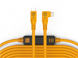 Tether Tools TetherPro USB-C to USB-C, 31â€² (9.4m), Straight to Right Angle Cable, (Orange)